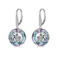 wholesale TOUPOP Nightmare Earring Jack Skellington Earrings Sterling Silver Crystal Jack And Sally Zero Earrings Jack Skellington Jewelry For Women Jack And Sally Drop Earring Skull Earrings Nightmare Earring Circle Crystal Gifts For Women Wife Girlfriend Daughter -color_name:Sally and Jack-Purple