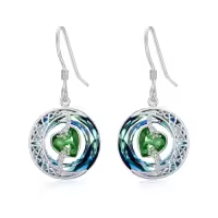 TOUPOP Sterling Silver Blue Crystal Moon Star Dangle Earrings-color_name:05-May-Emerald