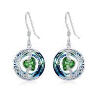 wholesale TOUPOP Birthstone Earrings For Women 925 Sterling Silver Moon And Star Dangle Earrings With Blue Crystal Birthdayjewelry Christmas Gifts For Women -color_name:05-May-Emerald