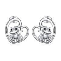 wholesale TOUPOP Opal Sterling Silver Cute Animal Stud Earrings Wolf/narwhal/frog/bee/butterfly/sea Turtle Earrings For Women Birthday Jewelry Gifts -color_name:Frog