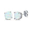wholesale 925 Sterling Silver Green Fire Opal Round Stud Earrings - Multiple Sizes & Colors for Women Men Gifts-0-1