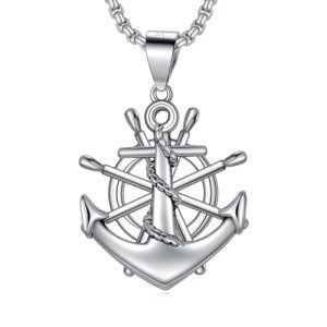Nautical Ship Steering Wheel Anchor Necklace