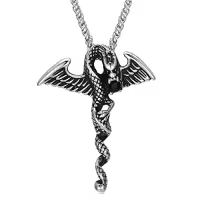 TOUPOP Stainless Steel Stone Skull Dragon Pendant Necklace for Men-style_name:dragon Ⅰ