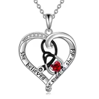TOUPOP Sterling Silver Birthstone Stethoscope Necklace Gift For Nurse-style_name:01 Jan-Garnet