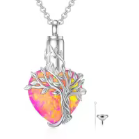 TOUPOP Sterling Silver Crystal Tree Of Life Urn Necklace For Ashes Memorial Gift-color_name:Z-Purple Opal