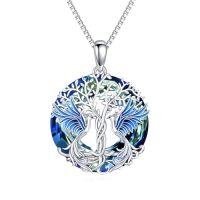 wholesale TOUPOP Christmas Gifts Phoenix Necklace 925 Sterling Silver Crystal Nirvana Of Phoenix Rising Jewelry Christmas Birthday Gifts For Women -style_name:Two Phoenixes-Blue Crystal