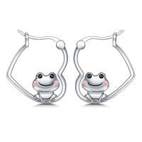 wholesale Frog/cat Hoop Earrings For Women S925 Sterling Silver Huggie Hoop Black Cat/frog Earrings Jewelry, Gifts For Women Daughter Girlfriend Anniversary Mothers Day -style_name:Frog