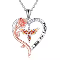 TOUPOP Sterling Silver Cute Animal Necklace Women's Jewelry Birthday Christmas Gift-style_name:Phoenix Necklace