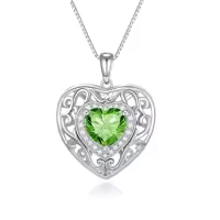 TOUPOP Sterling Silver 12 Birthstone Celtic Heart Necklace Birthday Anniversary Christmas Gifts-color_name:5-May-Emerald