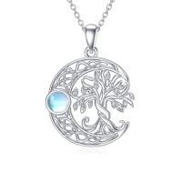 wholesale TOUPOP Tree Of Life Necklace For Women Sterling Silver Crescent Moon Tree Moonstone Pendant Family Tree Necklace For Mother Daughter Sister Gifts ﻿ -style_name:1-Tree of Life Necklace