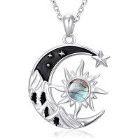 wholesale TOUPOP Gothic Sun And Moon Necklace For Women Sterling Silver Moonstone/labradorite/turquoise/black Onyx Gift For Graduations Sister Girlfriends Friends -style_name:Labradorite