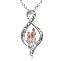 TOUPOP Sterling Silver & Stone Mom Daughter Necklace, I Love You Mom Jewelry Gift-style_name:B-Infinity - Always My Daughter Forever My Friend