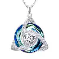 TOUPOP Sterling Silver & Crystal Celtic Trinity Knot Birthstone Necklace-color_name:04-April-Synthetic Diamond