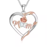 TOUPOP 925 Sterling Silver & Stone Sister/Mom Necklace Birthday Christmas Gifts-style_name:Mom Necklace