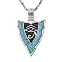 wholesale Arrowhead Necklace For Men 925 Sterling Silver Arrow Necklace Turquoise Valknut/eye Of Horus/celtic Knot Pendant Viking Jewelry Christmas Gifts For Men Women -style_name:1-Eye of Horus
