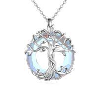 wholesale TOUPOP Tree Of Life Necklace For Women 925 Sterling Silver Family Tree Austrian Crystal Jewelry Birthday Christmas Gifts For Mom Wife Her -color_name:04-White Gold-Moonstone