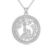 TOUPOP Sterling Silver Crystal Tree Of Life Necklace For Women-color_name:I-Mother and 2 Child-Cubic Zirconia