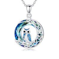 wholesale TOUPOP S925 Sterling Silver Animal Necklace Meaningful Gifts Crystal Jewelry For Women Mom Wife Her Girlfriend Daughter -style_name:owl