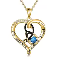 TOUPOP Sterling Silver Birthstone Stethoscope Necklace Gift For Nurse-style_name:12 Dec-Blue Topaz-Yellow Gold Plated