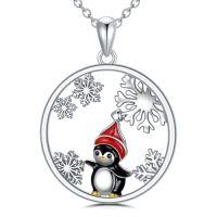 wholesale Snowflake Penguin/snowman Necklace Valentines Day Gifts For Her 925 Sterling Silver Snowflake Necklace For Women Penguin Snowman Jewelry Pendant, Gifts For Women Girlfriend Mother Birthday -style_name:Penguin
