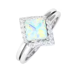 C Opal Moissanite Ring