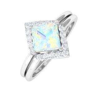 C Opal Moissanite Ring