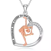 TOUPOP Sterling Silver & Zircon Sports Necklace for Women Gifts-style_name:03-Ice Skating