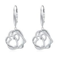 wholesale TOUPOP Gifts For Women Heart Initial Earrings 925 Sterling Silver Double Heart Dangle Earrings Birthday Jewelry Birthday Christmas Gifts For Her Wife Girlfriend -style_name:Initial P
