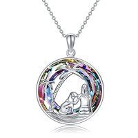 wholesale TOUPOP Dog Necklace For Women Sterling Silver Pendant Necklace With Crystal -color_name:Dog Necklaces with Purple Crystal