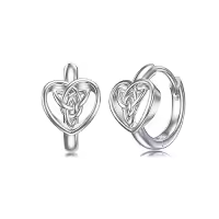 TOUPOP 925 Sterling Silver Celtic Knot Triangle Huggie Hoop Earrings Irish Gifts-style_name:Celtic Love Knot Earrings-2