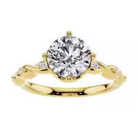 TOUPOP 10k/14k/18k Gold Moissanite Engraved Name Round Cut Engagement Rings-style_name:C Moissanite Ring