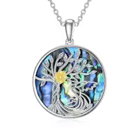 TOUPOP Sterling Silver Crystal Abalone Shell Animal Pendant Necklace-style_name:2-Abalone Shell-Hummingbird