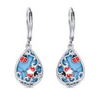 wholesale Butterlfy/dragonfly/bee/hummingbird/ladybug Earrings For Women Sterling Silver Turquoise Drop Dangle Earrings Jewelry Christmas Gifts For Women -style_name:Ladybug
