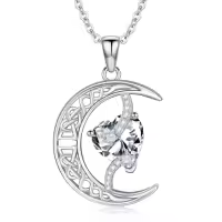 TOUPOP Sterling Silver Moon And Star Birthstone Necklace Celtic Jewelry Gifts-color_name:04-April-Simulated Diamond