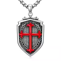 TOUPOP 925 Sterling Silver Cross Pendant Necklace For Men Gifts-style_name:B Shield Cross