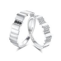 wholesale TOUPOP Personalized Moissanite Couples Rings Engraved Name Wedding Band Sets For Him And Her 925 Sterling Silver 10k 14k 18k Gold Engagement Wedding Ring Anniversary Valentine's Day Gift -style_name:E Wedding Ring Set