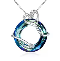 TOUPOP Sterling Silver Crystal Nurse Necklace Caduceus Pendant Jewelry-color_name:B-Stethoscope Necklace-Blue Circle Crystal