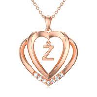 wholesale Heart Initial Necklace For Women 925 Sterling Silver Letter Pendant With Moissanite Personalized Charm Alphabet Jewelry Birthday Anniversary Mothers Day Christmas Gifts For Her Wife Girlfriend Mom -style_name:Rose Gold - Z Initial