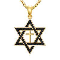 wholesale Gold Star Of David Necklace 925 Sterling Silver Cross/lion/eagle/dragon/phoenix/celtic Knot Pendant Jewish Jewelry Christmas Gifts For Men Women -style_name:Cross