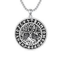 wholesale Viking Necklace For Men 925 Sterling Silver Viking Wolf/thors Hammer/vegvisir/tree Of Life/compass Pendant Norse Necklace Amulet Talisman Christmas Gifts For Him Her -style_name:A- Viking Tree of Life Necklace D