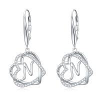 wholesale TOUPOP Gifts For Women Heart Initial Earrings 925 Sterling Silver Double Heart Dangle Earrings Birthday Jewelry Birthday Christmas Gifts For Her Wife Girlfriend -style_name:Initial N