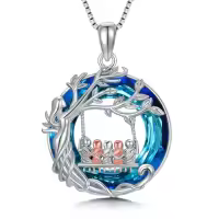 TOUPOP Sterling Silver Crystal Family Tree Necklace For Women-style_name:Crystal-Mother 5 Child