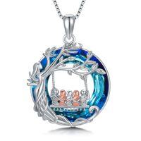 wholesale TOUPOP Christmas Gifts For Mom Mother And Daughter/son Necklace 925 Sterling Silver Family Tree Of Life Jewelry Birthday For Women Wife Grandma -style_name:Crystal-Mother 5 Child