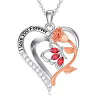 TOUPOP Sterling Silver Butterfly Pendant Necklace with Crystal Gifts-style_name:03-Butterfly
