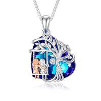 wholesale TOUPOP Sister Christmas Gifts From Sister Tree Of Life Sisters Necklace 925 Sterling Silver Crystal Jewelry Birthday Gifts For Women Friends Friendship -color_name:2 Sisters-E-Heart Crystal