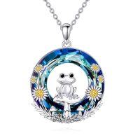 wholesale TOUPOP Christmas Gifts Frog Necklace S925 Sterling Silver Crystal Frog Gifts For Women Frogs Jewelry Birthday Gifts -style_name:One Frog-Mushroom-Blue Crystal