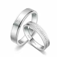 TOUPOP Sterling Silver Moissanite Couples Rings Wedding Band Sets-style_name:G Moissanite Wedding Ring Set