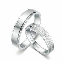 wholesale TOUPOP Personalized Engraved Moissanite Couples Rings Wedding Band Sets For Him And Her Sterling Silver Engagement Ring Wedding Anniversary Valentine's Day 10k 14k 18k -style_name:G Moissanite Wedding Ring Set