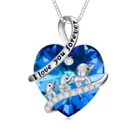 TOUPOP Sterling Silver & Stone Mama Bear & Elephant Necklaces For Women-style_name:Mom Elephant - 2 Calfs