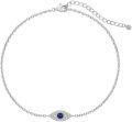wholesale 925 Sterling Silver Evil Eye Ankle Anklet w/ Blue Stone & CZs - Bohemian Beach Foot Jewelry-0-0